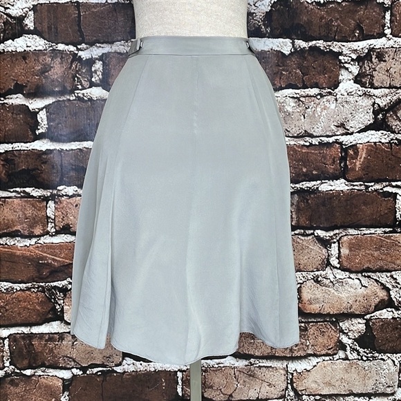 CLUB MONACO Skirt Gray White Silk Split Front Size 00 - Picture 5 of 10